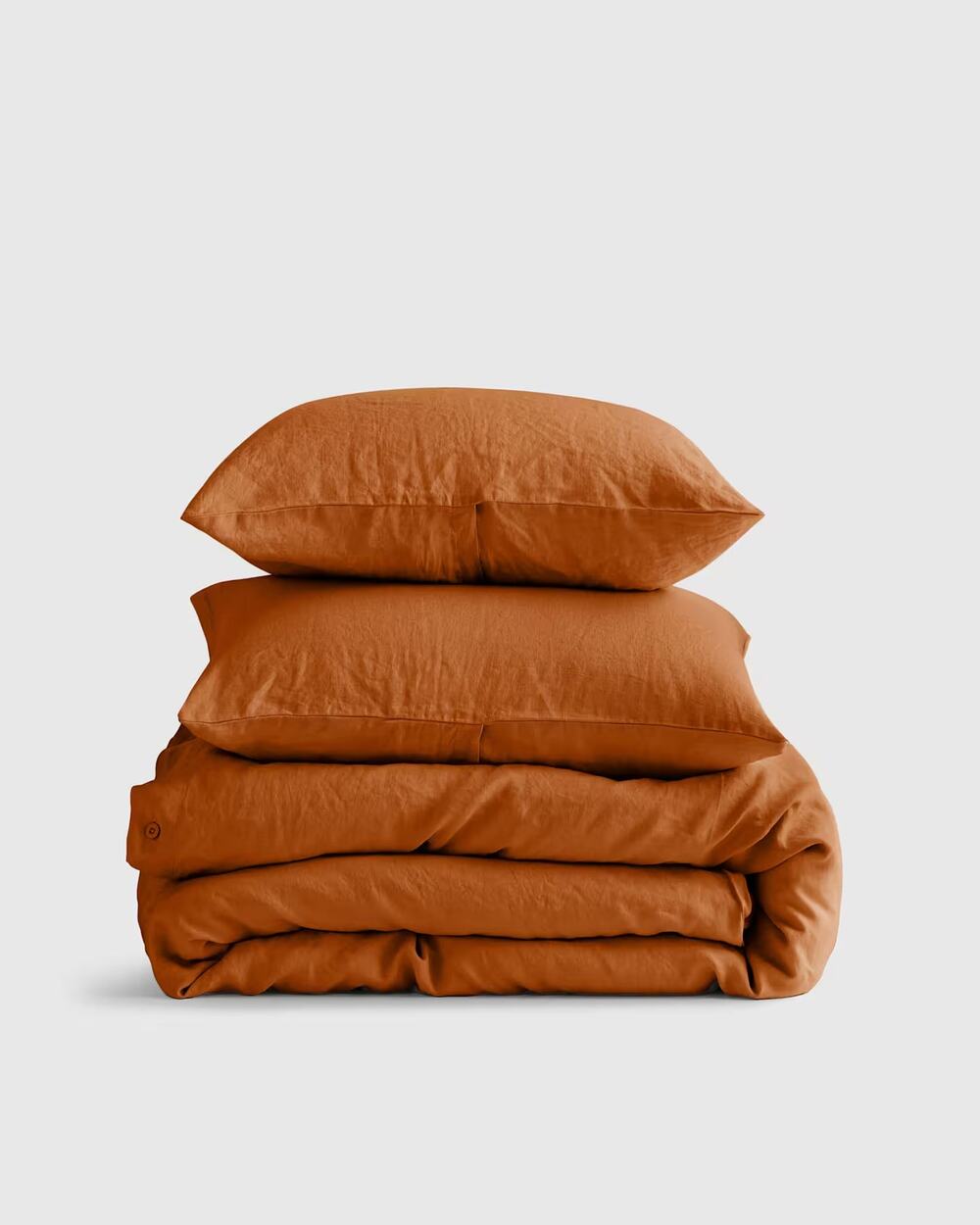 NEW Quince King/Cal K European Linen Duvet Cover Set TERRACOTTA Rust +Shams $214
